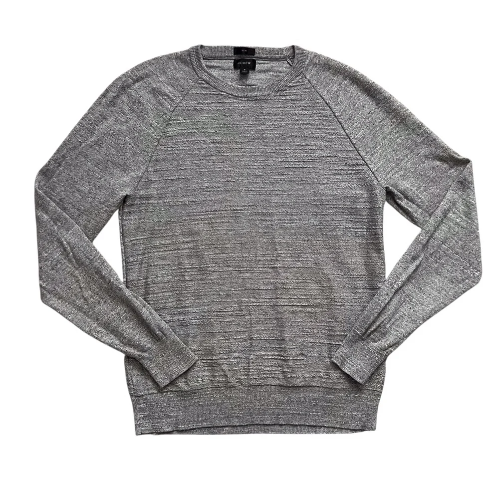 J Crew Men’s Grey Cotton Rugged Sweater Crew Neck Neutral Casual Textured Small